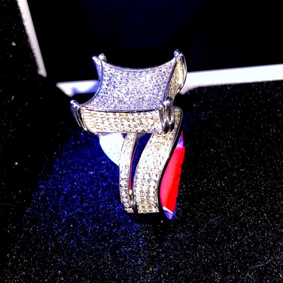 White gold statement real diamond ring free posh authenticate incl. mesmerizing! - Picture 1 of 9